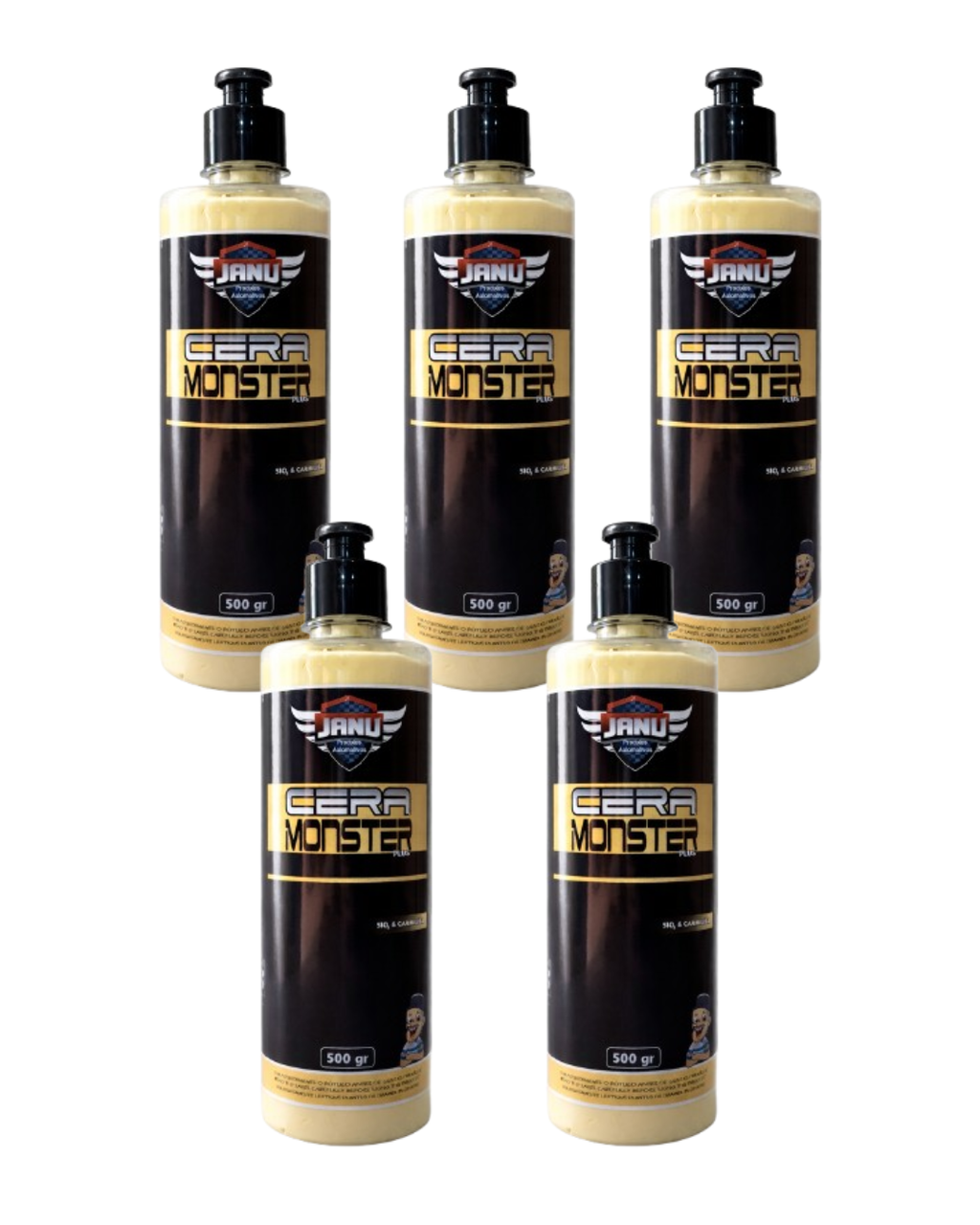 Cera Automotiva Monster em Creme Janu 500ml Brilho Extremo