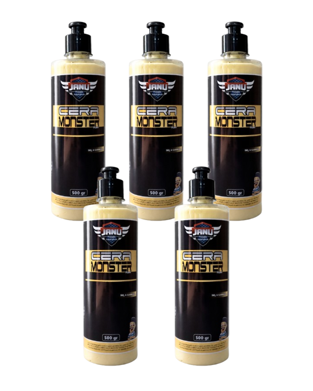 Cera Automotiva Monster em Creme Janu 500ml Brilho Extremo