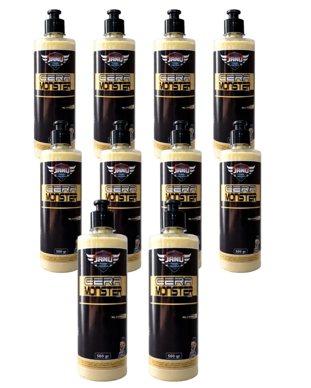 Cera Automotiva Monster em Creme Janu 500ml Brilho Extremo