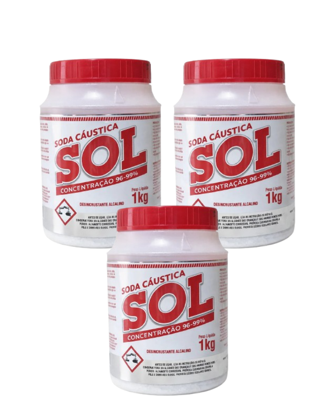 Soda Cáustica Sol 1kg Com Concentração 96% a 99%